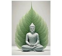 SHEGZHUC Diamond Painting Buddha Zen 30 x 40 cm Diamond Painting Religion Diamond Painting Green Leaves Mosaic Diamond Painting Art Embroidery Cross Stitch Pictures Gift Wall Decoration