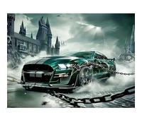 SHEGZHUC Diamond Painting Car Green 40 x 30 cm Diamond Painting Pictures Car Diamond Painting Sports Car Mosaic Diamond Painting Art Embroidery Cross Stitch Pictures Gift Wall Decoration