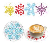 SHEGZHUC Diamond Painting Coasters Snowflake Diamond Painting Glass Coasters Table Coasters Winter Landscape Decorative Crafts for Wine Glasses Tea Cups and Drinks Pack of 4