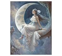 SHEGZHUC Diamond Painting Elves Fairies 30 x 40 cm Diamond Painting Elves and Fairies Diamond Painting Devil and Angel Moon Diamond Painting Art Embroidery Cross Stitch Pictures Gift Wall Decoration