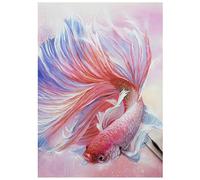 SHEGZHUC Diamond Painting Fish 30 x 40 cm Siamese Betta Betta Pink Diamond Painting Fish Animals Mosaic Diamond Painting Art Embroidery Cross Stitch Pictures Gift Wall Decoration
