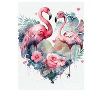 SHEGZHUC Diamond Painting Flamingo Rose 30 x 40 cm Diamond Painting Pictures Flamingo Diamond Painting Heart Love Pink Rose Flowers Diamond Painting Art Embroidery Cross Stitch Pictures Gift Wall