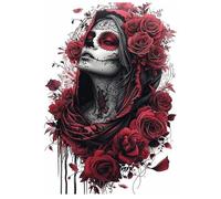 SHEGZHUC Diamond Painting Gothic Woman 30 x 40 cm Skull Woman Skull Red Rose Horror Mosaic Art Embroidery Cross Stitch Gift Wall Decoration