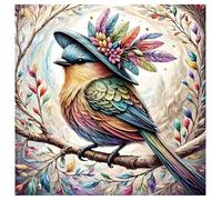 SHEGZHUC Diamond Painting Hummingbird Bird with Hat 30 x 30 cm Diamond Painting Animals Colourful Diamond Painting Hummingbird Landscape Mosaic Diamond Painting Art Embroidery Cross Stitch Pictures