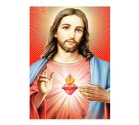 SHEGZHUC Diamond Painting Jesus Heart 40 x 50 cm Diamond Painting Pictures Diamond Painting Flaming Heart Christ Jesus Christ Pictures Paint by Numbers Adults Jesus Embroidery Pictures Adults