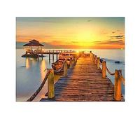 SHEGZHUC Diamond Painting Landscape 50x40 cm Diamond Painting Sunset Beach Square Diamond Art Diamond Painting Seaside Town Diamond Painting Canvas Bridges Square Diamond Rhinestone Scenery
