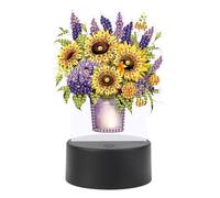 SHEGZHUC Diamond Painting LED Table Lamp Touch Sunflowers in Vase Night Light Socket USB LED Lamp Mosaic Diamond Painting Flowers Art Gift Ornaments Table Room Decoration