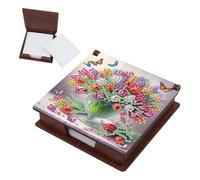 SHEGZHUC Diamond Painting Note Box Refill Pack Holder Bamboo Notepad with 160 Sheets Diamond Painting Note Box Wooden Mosaic Pictures Gift || Flowers in Vase