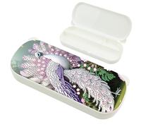 SHEGZHUC Diamond Painting Pencil Case 22 x 8.8 cm Diamond Painting Pencil Case Pencil Case Special Stones for Office School Household Peacock Animals White, d'Alene to