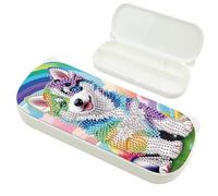 SHEGZHUC Diamond Painting Pencil Case 22 x 8.8 cm Diamond Painting Pencil Case Pencil Case Special Stones for Office School Household Dog Husky Animals, Open the door