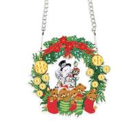 SHEGZHUC Diamond Painting Pendant Suncatcher Diamond Painting Ornaments Embroidery Cross Stitch Diamond Painting Art Gift Window Front Door for Hanging Decoration || Christmas Snowman Wreath