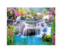 SHEGZHUC Diamond Painting Square Stones Landscape 50 x 40 cm Diamond Art Waterfall Scenery Cross Stitch Kits Flowers Diamond Crystal Tree Waterfall Diamond Art Diamond Painting Landscape