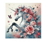 SHEGZHUC Diamond Painting Unicorn Pink Rose 30 x 30 cm Diamond Painting Flowers with Butterfly Diamond Painting Pictures Unicorn Diamond Painting Embroidery Cross Stitch Pictures Gift Wall Decoration