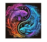 SHEGZHUC Diamond Painting Zodiac Sign Pisces 30 x 30 cm Diamond Painting Animals Fish 5D Diamond Painting Zodiac Sign Pisces Diamond Painting Art Embroidery Cross Stitch Pictures Gift Wall Decoration