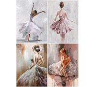 SHEGZHUC Pack of 4 Diamond Painting Ballet 30x40 cm Dancer Adult Craft Set Ballerina Cross Stitch Kits for Adults Embroidery Kit for Kids