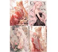 SHEGZHUC Set of 4 Diamond Painting Anime Girl 30 x 40 cm Diamond Painting Flowers Girls Diamond Painting Girls Diamond Painting Japan Anime Cartoon Crafts Adults Women Diamond Painting Woman Craft