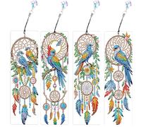 SHEGZHUC Set of 4 Diamond Painting Bookmarks Craft Diamond Painting Hummingbird Bird Dream Catcher Animals Diamond Painting Bookmark Mosaic Diamond Painting Art Embroidery Cross Stitch Pictures Gift