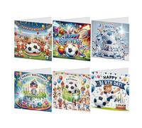SHEGZHUC Set of 6 Diamond Painting Greeting Cards Football, Football Player Cards with Envelopes, Birthday Card, Thank You Card, Blessing Card, Holiday Cards, Gift for All Ages