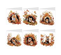 SHEGZHUC Set of 6 diamond painting greeting cards fox, maple leaf animals with envelopes, birthday card, thank you card, blessing card, holiday cards, gift suitable for all ages
