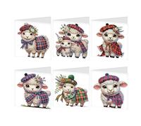 SHEGZHUC Set of 6 Diamond Painting Greeting Cards Set Sheep with Scarf Lamb Diamond Painting Cards Birthday Card Thank You Card Blessing Card Holiday Cards Embroidery Cross Stitch Diamond Painting