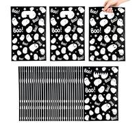SHEHARUHI 100 Pcs Halloween Treat Bags with Handles Cute Boo Ghost Goodie Candy Bags for Snacks Chocolate Halloweens Trick or Treat Party Supplies Favors