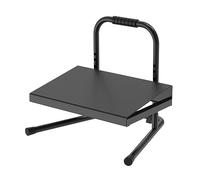 SHEHello Ergonomic Height-Adjustable Standing Foot Rest Relief Platform for Standing Desks, Black Metal Frame, Modern Rectangular Design, Six Height Settings, Anti-Slip Surface