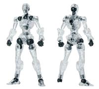 Sheik Mainland 3MIN Project A Striker Action Figure 2-Pack, 1/18 3.75Inch Articulated Skeleton Robot Model with Weapon Accessories and Display Base, Mecha Figure for Adult Collectors（Transparent）