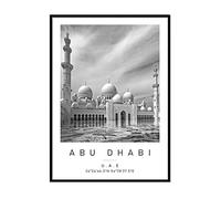 Sheikh Zayed Grand Mosque Travel Print Abu Dhabi Wall art Black and white Poster A4 Print only 21 X 29.7cm (8.3x11.7inch)