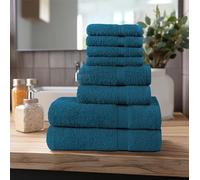 SHEIKH'S TRIPLET 8 Piece Towel Set - 2 Bath Towels, 2 Hand Towels and 4 Washcloths Cotton Hotel Quality Super Soft and Highly Absorbent (Blue Lagoon)