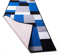 SHEIKH'S TRIPLET Carpet Runners for Hallways Non-Slip Long & Wide Heavy-Duty Plain Super Absorbent Indoor Stair Carpet and Kitchen Anti-slip Floor Mats Black Blue Kilas Rug 80 x 300 cm