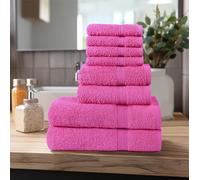 SHEIKH'S TRIPLET Diamond Tex 8 Piece Towel Set - 2 Bath Towels, 2 Hand Towels and 4 Washcloths Cotton Hotel Quality Super Soft and Highly Absorbent (Pink)
