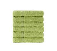 SHEIKH'S TRIPLET Premium Hand Towels 6-Pack (40 x 72 cm) - 100% Cotton, Super Absorbent, Quick-Dry Towels for Bathroom, Hotel, Salon & Gym Use (Lime Green)