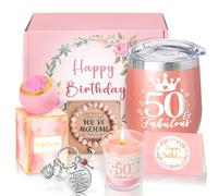 Sheinly 50th Birthday Gifts for Women, Happy 50th Birthday Basket Gifts Box for Best Friends Female Mom Wife Daughter Sister Her Girlfriend Coworker Bestie Women