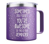 Sheinly Sometimes You Forget You're Awesome Gifts Travel Coffee Mug 14Oz Purple Funny Gifts for Her Wife, Mum, Girlfriend on Mothers Day Birthday Christmas Easter