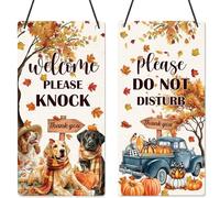 Shejdgart Do Not Disturb Door Hanger Sign - Fall Do Not Disturb Sign Autumn Welcome Please Knock Hanging Plaque Pumpkin Front Door Hanger for Harvest Thanksgiving Porch Indoor Outdoor Home Decor
