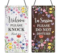 Shejdgart Do Not Disturb Sign - In Session Do Not Disturb Door Hanger Sign for Therapists Double Sided Welcome Please Knock Hanging Plaque for Home Office Clinic Business Online Meeting Sessions Decor