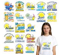 Shejdgart Dtf Transfers Ready to Press - 20 Pcs Jesus Christian Iron on Patches for T-Shirts, Lemon Iron on Transfer Stickers, Heat Transfer Vinyl Decals for DIY Fabric Clothes Decor