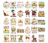 Shejdgart Dtf Transfers Ready to Press - 30 Pcs Cinco De Mayo Iron on Patches for T-Shirts, Mexican Fiesta Iron on Stickers Heat Transfer Vinyl Decals for DIY Clothes Decor
