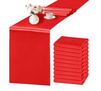 SHEJIZE 10 Pack Red Satin Table Runner 12x108 Inches Long, Bright Silky Smooth Satin Table Runner Table Decor for Wedding Banquet Christmas Prom Event Birthday Party