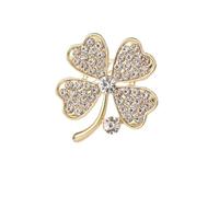 Shejuety women's brooch, gold four petal flower cubic zirconia rhinestone high-end temperament brooch clothing paired with jackets, pins, brooches suitable for women