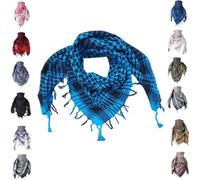 SheKaf Shemagh Scarf Men - Women/Cotton Military Keffiyeh Arafat Tactical Desert Head Wrap Valentines day gift for him & her, Turquoise Lightweight, Large