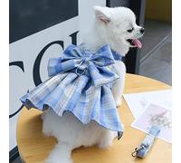 SHEKAKO Dog Harness and Leash Set, Fashion Checkered Small Dog Harness Sky Blue, S for 1.5-2.5 kg, Escape Proof, Breathable, Special Design
