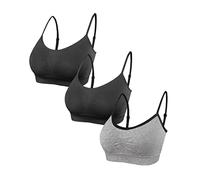 SHEKINI 3 Pcs Women's Sport Bra Seamless Padded Bralettes Yoga Bras Adjustable Leisure Stretch Crop Tops Cami Bras