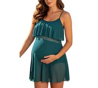 SHEKINI Maternity Two Piece Swimsuits Mesh Dresses Pregnancy Swimwear | Solid Pregnancy Swimwear with Built-in Underwear High Waist Bathing Suits Ladies Beachwear Women’s Maternity Swimsuit