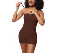 SHEKINI Women Shapewear Bodysuit Strapless Full Body Shaper Tummy Control Bodysuit Shapewear Tops Thigh Slimmer Sculpt Body Shaper with Removable Straps