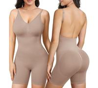 SHEKINI Women Shapewear Tummy Control Seamless Shaping Bodysuit Low Back Butt Lifter Thigh Slimmer Body Shaper, Nude, Medium