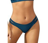 SHEKINI Womens Bikini Bottoms Low Rise Brazilian Thong Strappy Swim Bottom Retro Basic Modest Coverage Swimwear Shorts High Cut, Green Blue, S