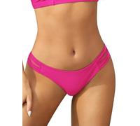 SHEKINI Womens Bikini Bottoms Low Rise Brazilian Thong Strappy Swim Bottoms Retro Basic Modest Coverage Sexy Tankini Bottoms Swimwear Shorts High Cut, Fluorescent Pink, S