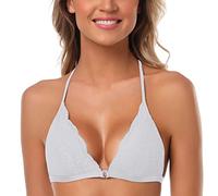 SHEKINI Women's Lace Bralette Sexy Triangular Bra Front Fastening with Removable Pads Backless Bras Plus Size White