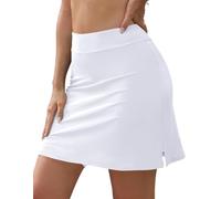 SHEKINI Womens Skirted Swim Short UPF Swimming Skort UPF 50+ High Waisted Bathing Suit Skirts Bottoms White